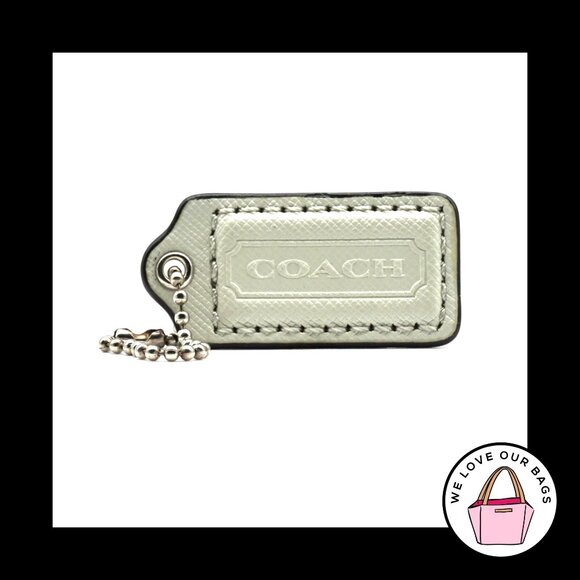 2" COACH Chalk White Crossgrain Leather Nickel Fob Bag Charm Keychain Hang Tag - Picture 1 of 1